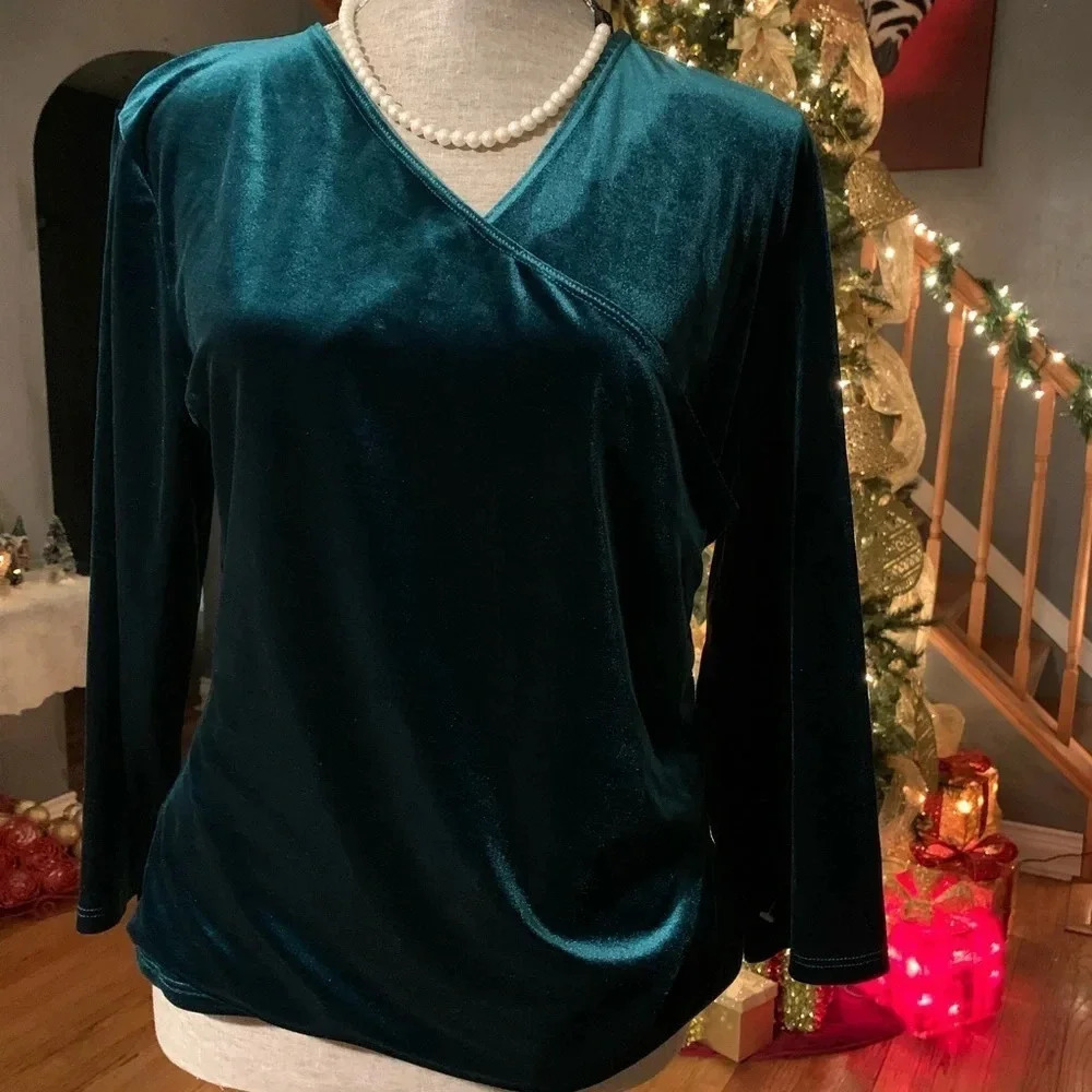 MSK Velvet Faux Wrap Blouse